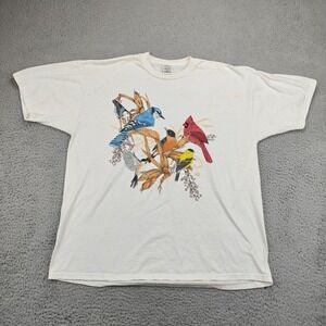 Vintage Songbird Graphic Shirt Mens XL White Made USA Cotton Grove 90s